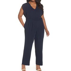 Eliza J – Flutter Sleeve V-Neck Jumpsuit Navy Size 22W